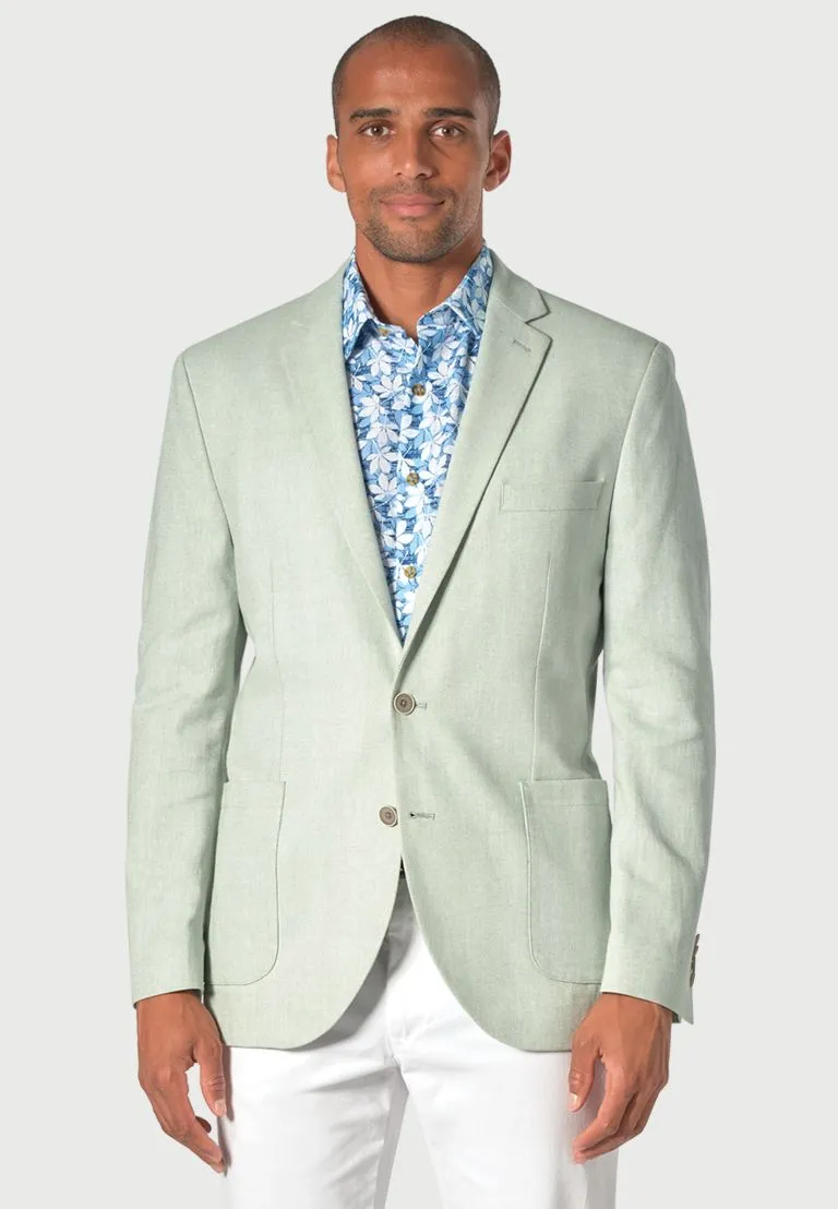 Tailored Fit Doherty Mint Cotton Linen Herringbone Jacket