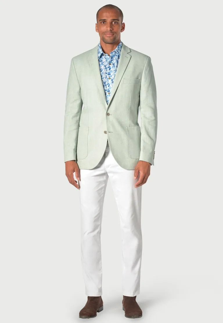 Tailored Fit Doherty Mint Cotton Linen Herringbone Jacket