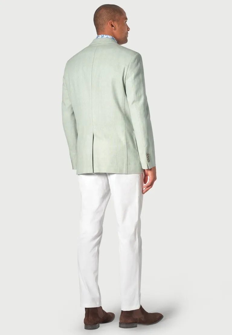 Tailored Fit Doherty Mint Cotton Linen Herringbone Jacket