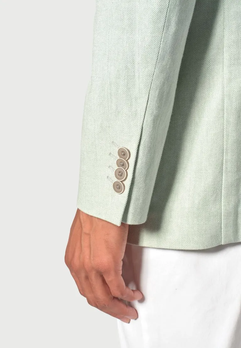 Tailored Fit Doherty Mint Cotton Linen Herringbone Jacket