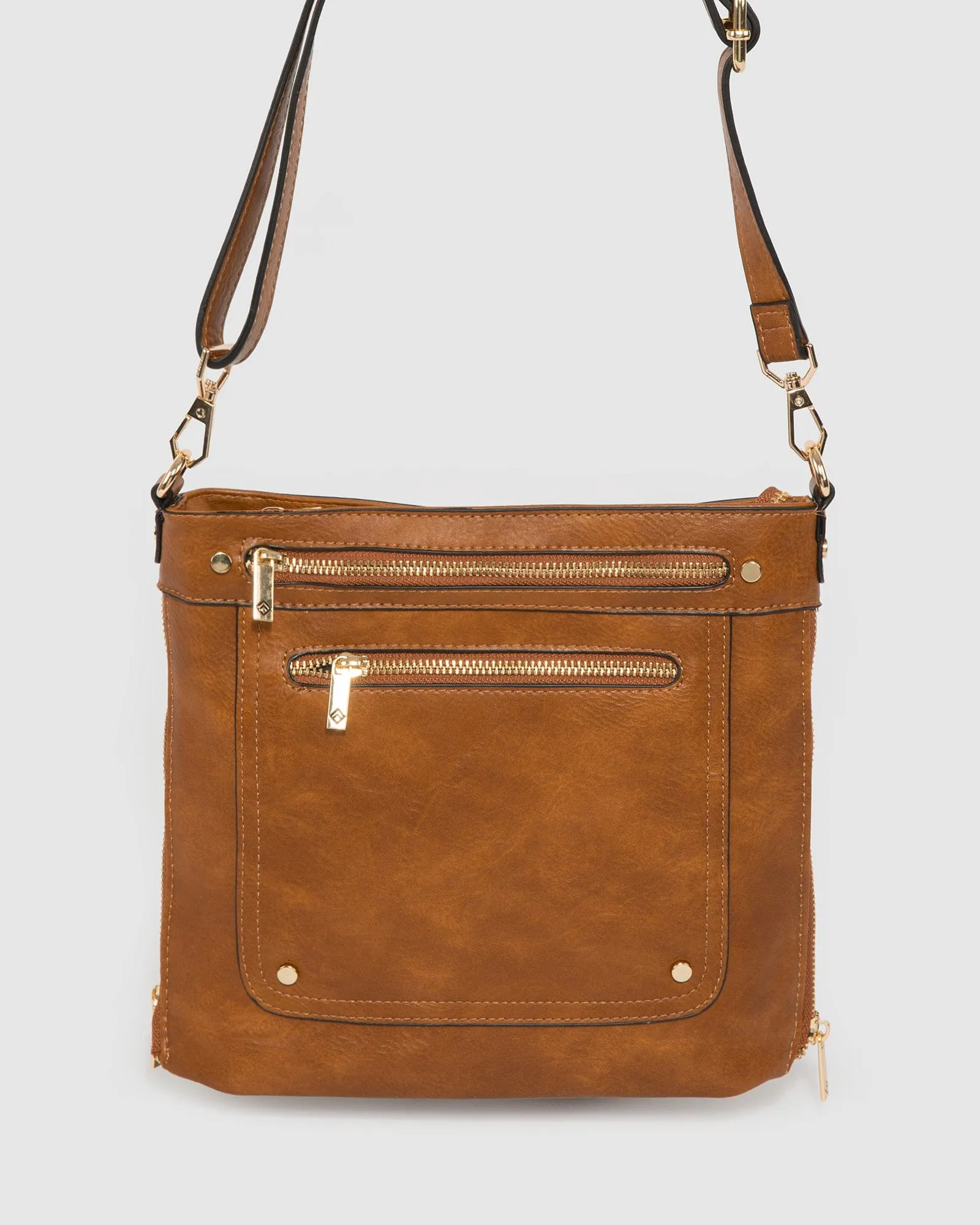 Tan Penelope Zip Crossbody Bag