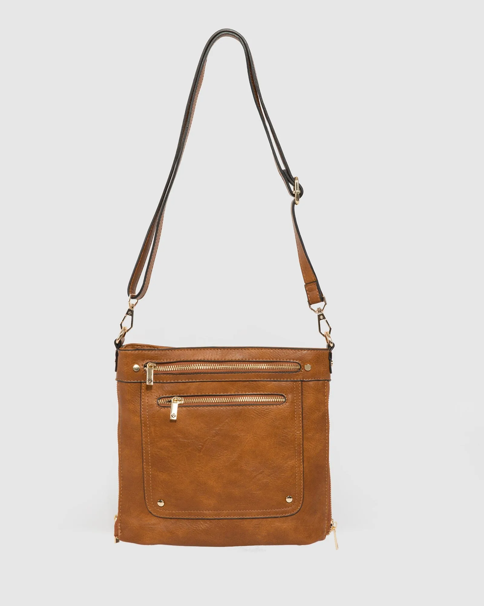 Tan Penelope Zip Crossbody Bag