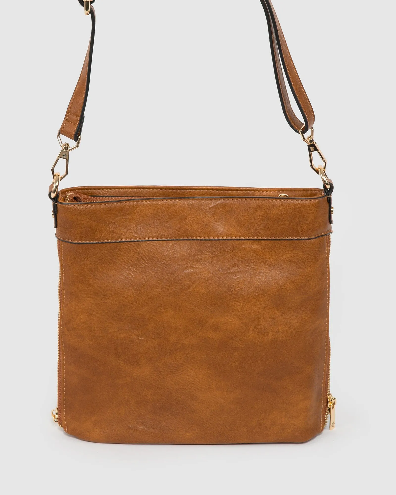 Tan Penelope Zip Crossbody Bag