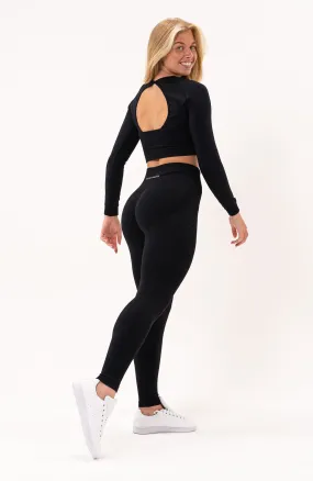 Tempo Seamless Scrunch Leggings & Long Sleeve Set - Black