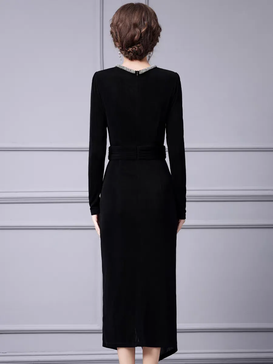 The Florence Long Sleeve Black Dress