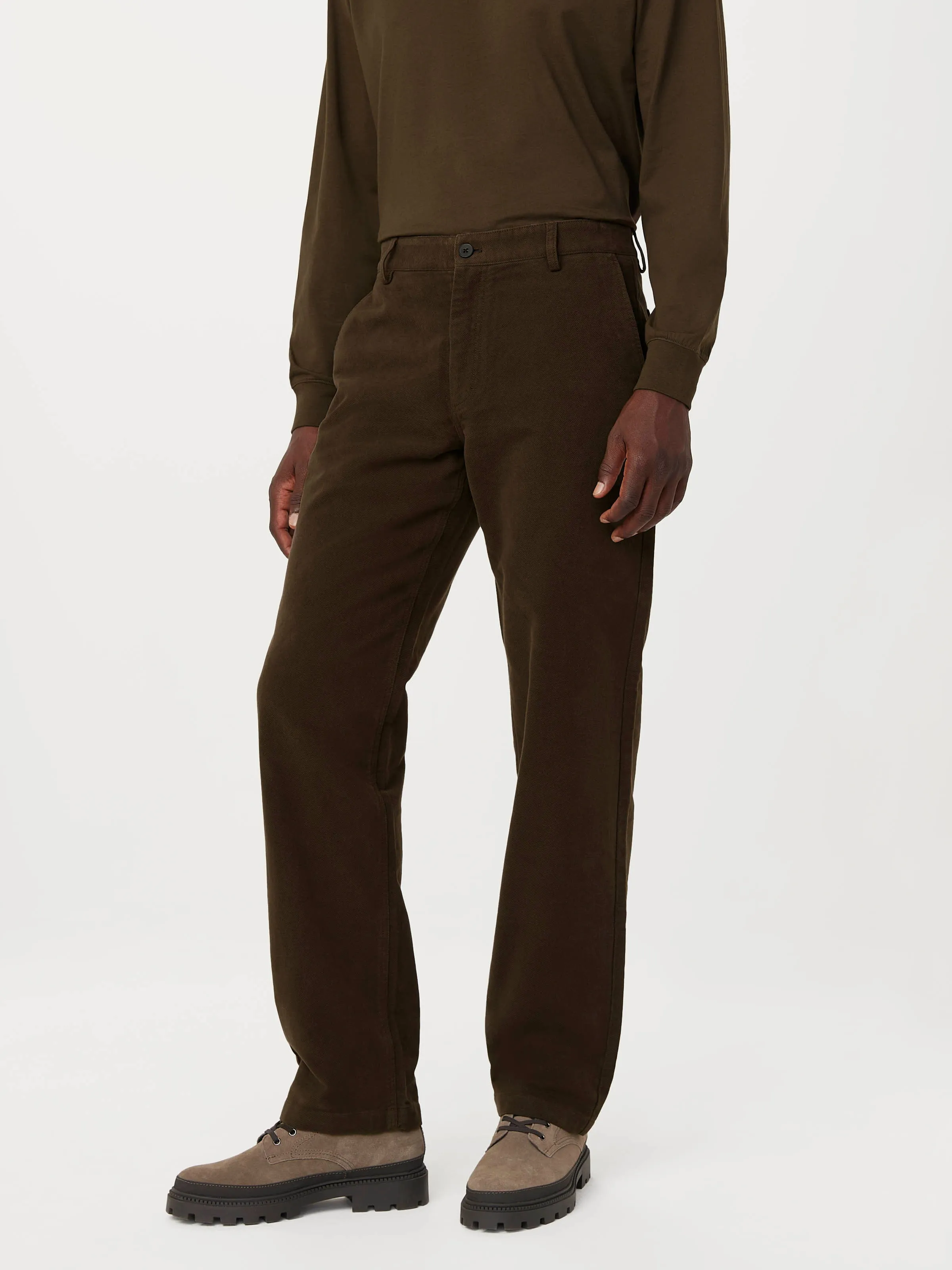 The Joey Straight Moleskin Pant  in Dark Taupe