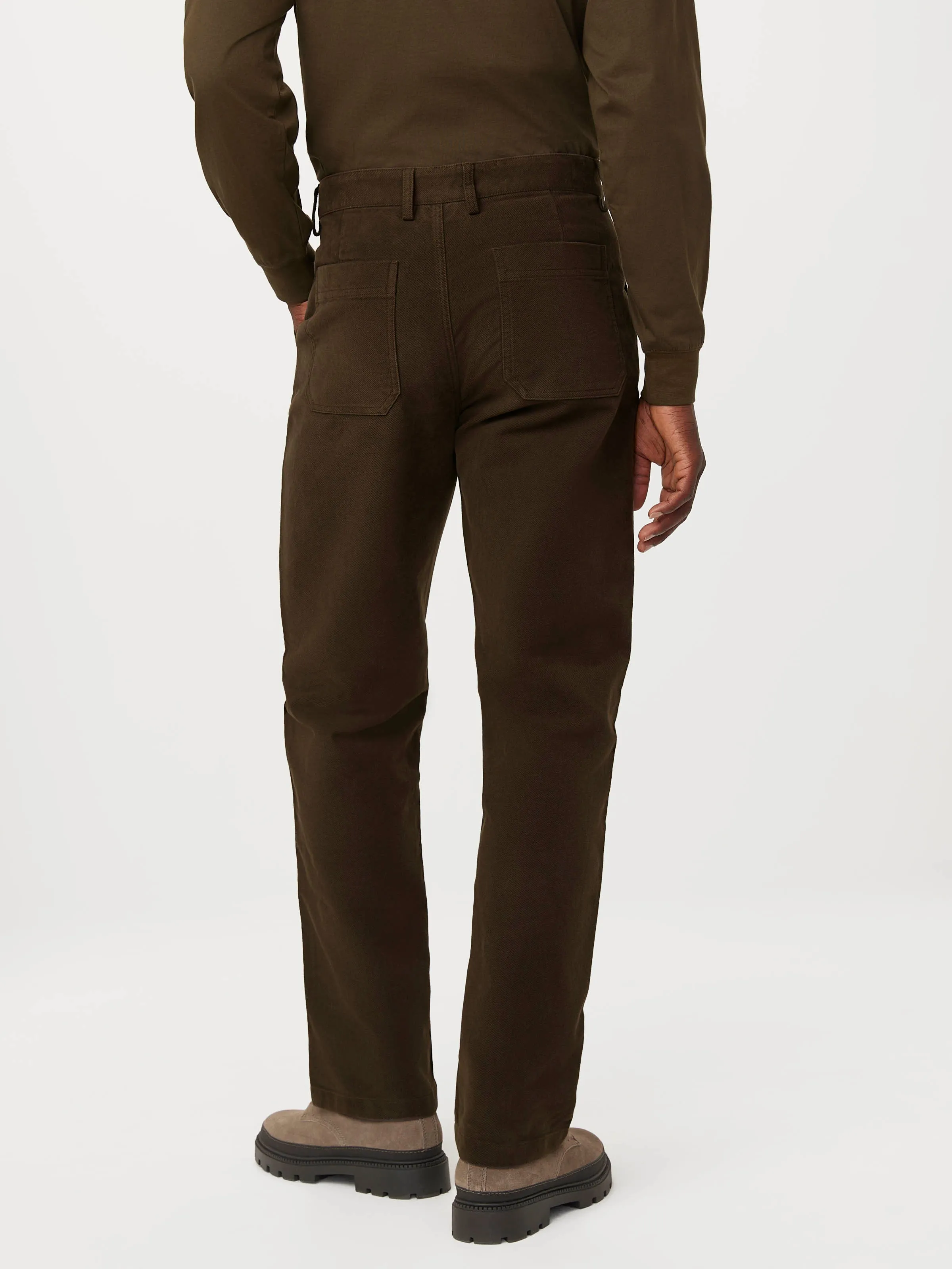 The Joey Straight Moleskin Pant  in Dark Taupe