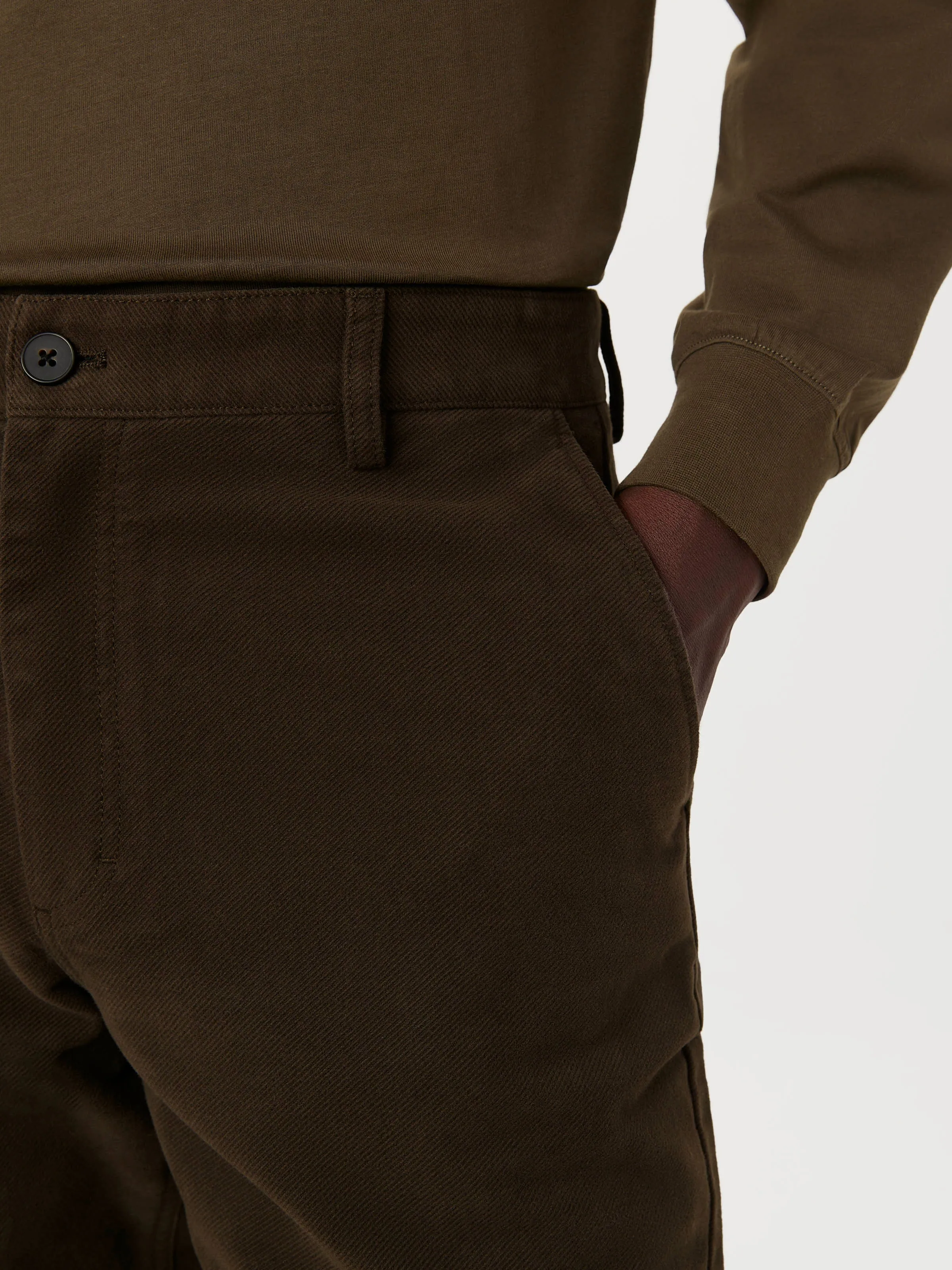 The Joey Straight Moleskin Pant  in Dark Taupe