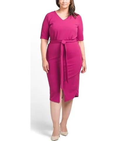 Tj Maxx Plus Crepe Belted Dress For Women