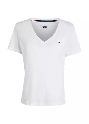 Tommy Jeans Logo Flag V-Neck T-Shirt | Grattan