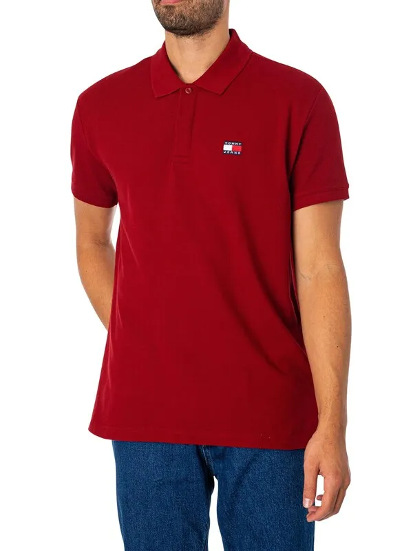 Tommy Jeans Regular Badge Polo Shirt - Magma Red