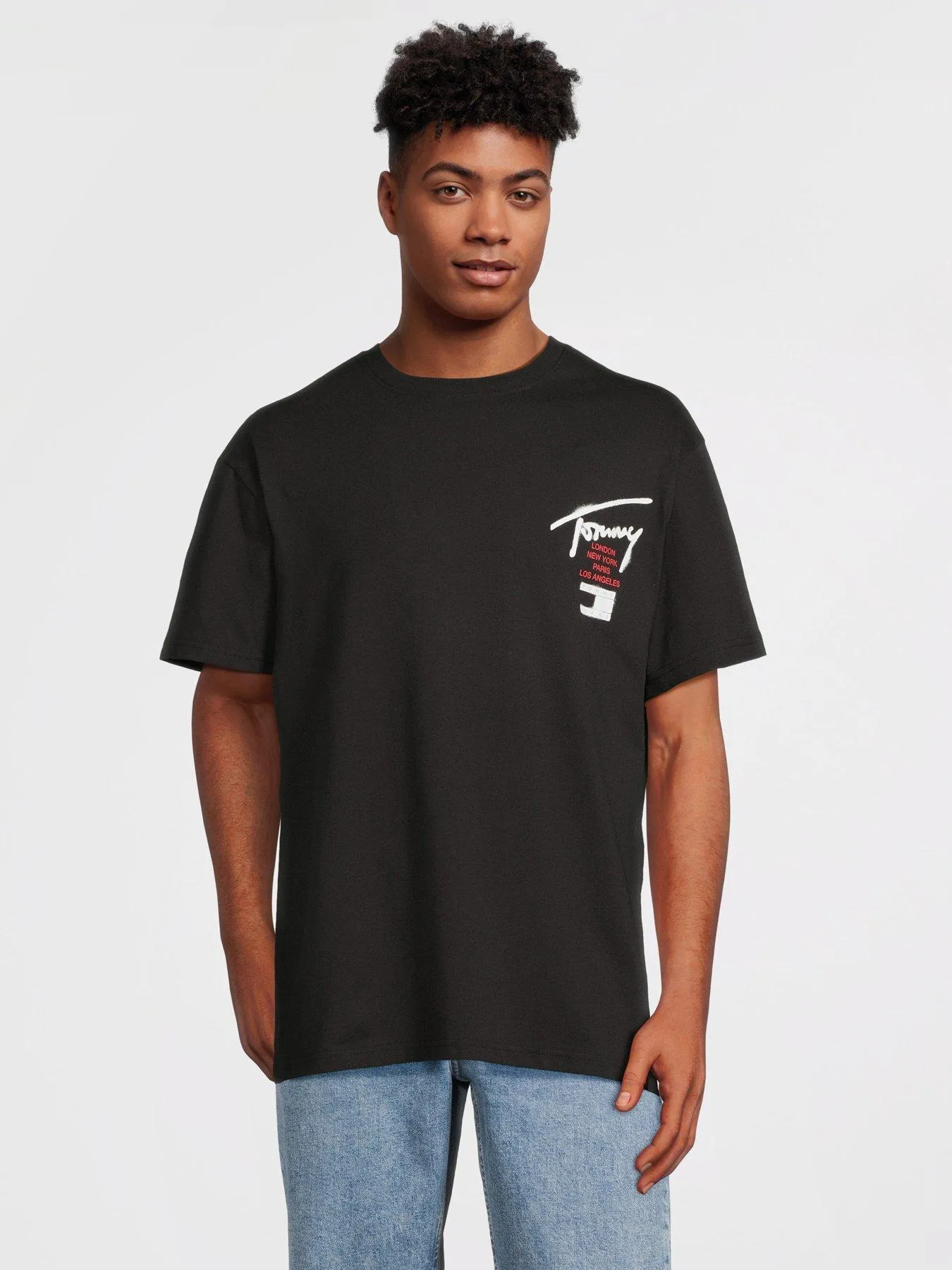 Tommy Jeans Short Sleeve Signature Logo T-Shirt - Black