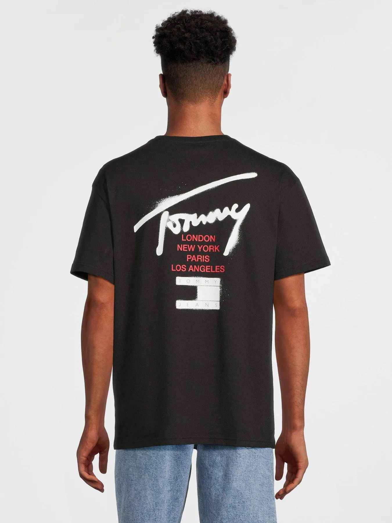 Tommy Jeans Short Sleeve Signature Logo T-Shirt - Black