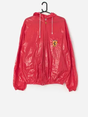 Vintage Ferrari plastic hooded jacket with zip – Large / XL