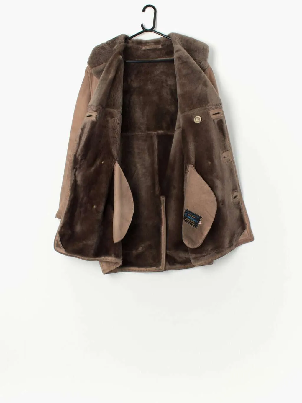 Vintage sheepskin jacket in pastel brown – Medium / Large