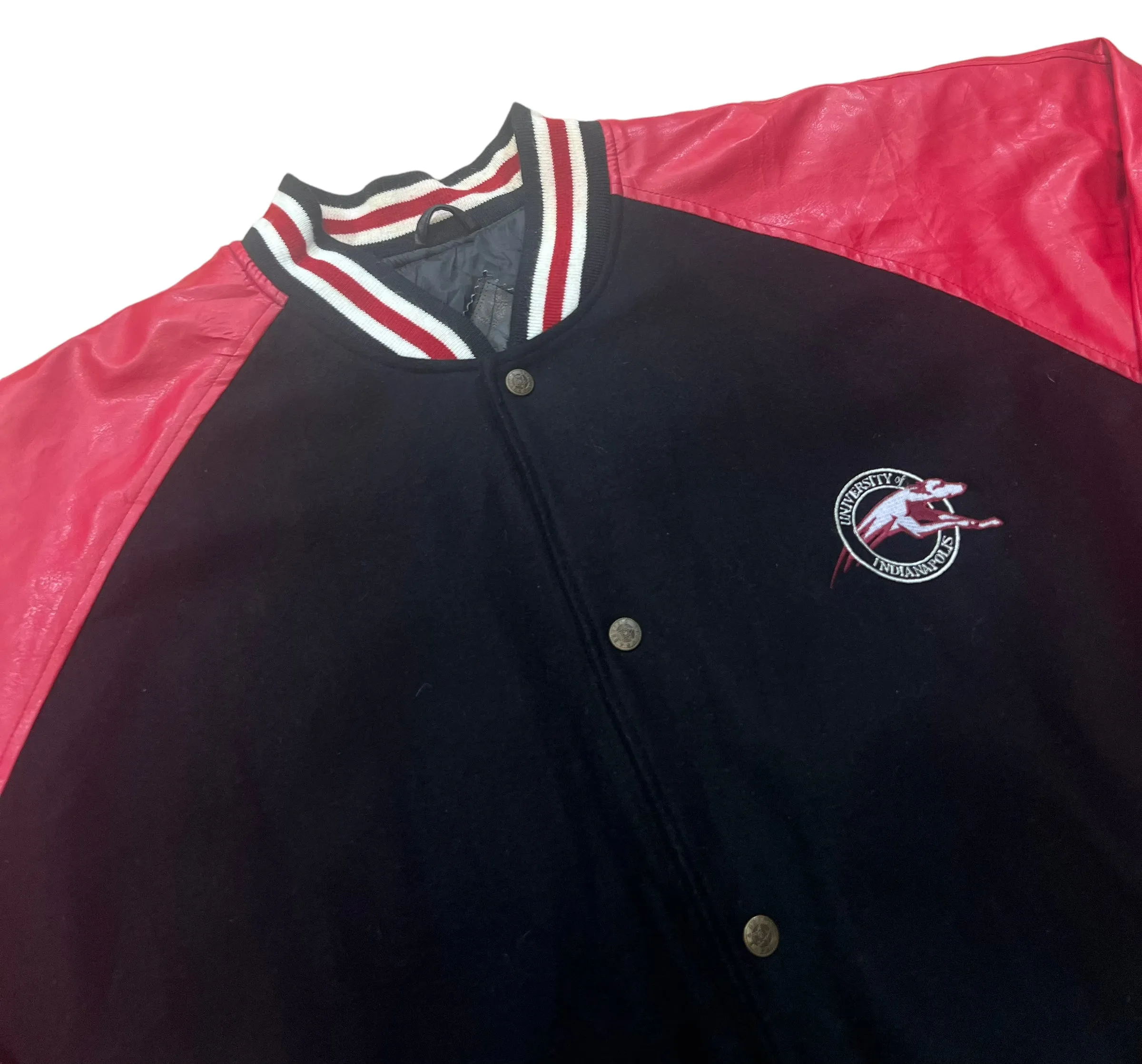 Vintage University of Indianapolis Black Red Varsity Jacket