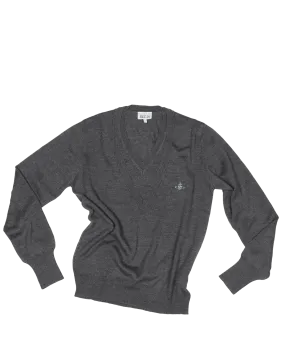 Vivienne Westwood Double V-Neck Sweater Man, grey melange