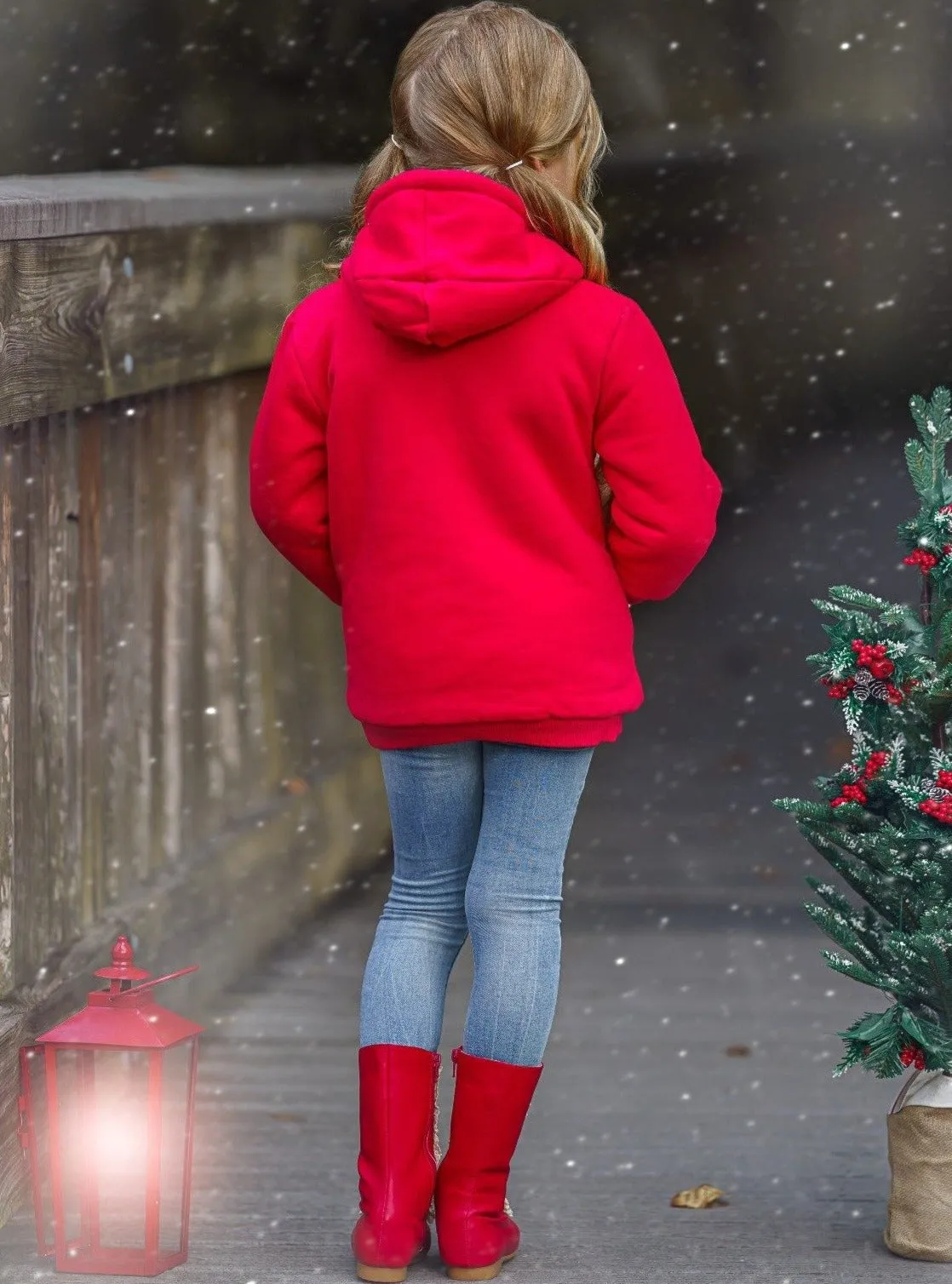 Warm and Cozy Fleece Lined Reindeer Hoodie