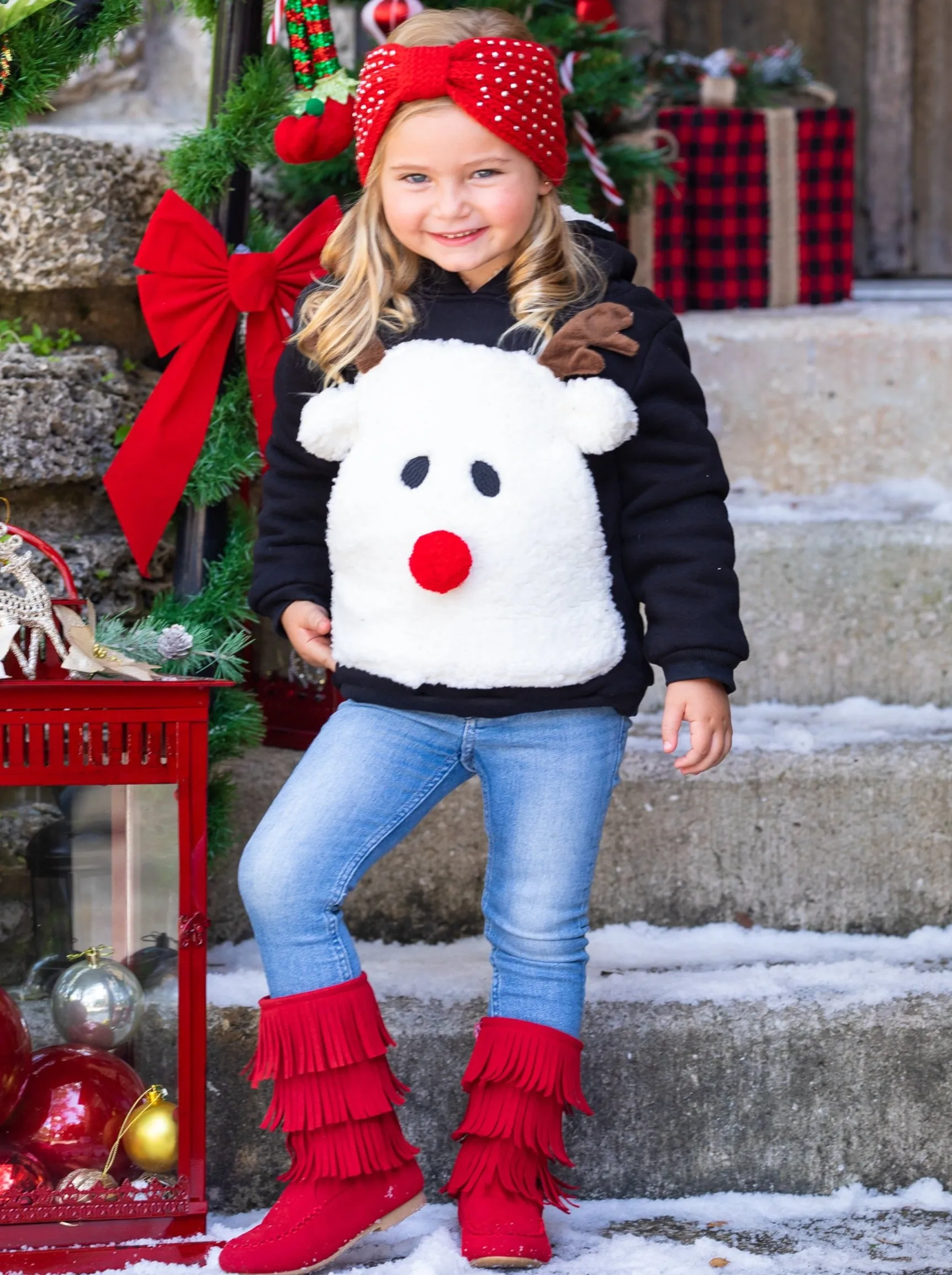 Warm and Cozy Fleece Lined Reindeer Hoodie