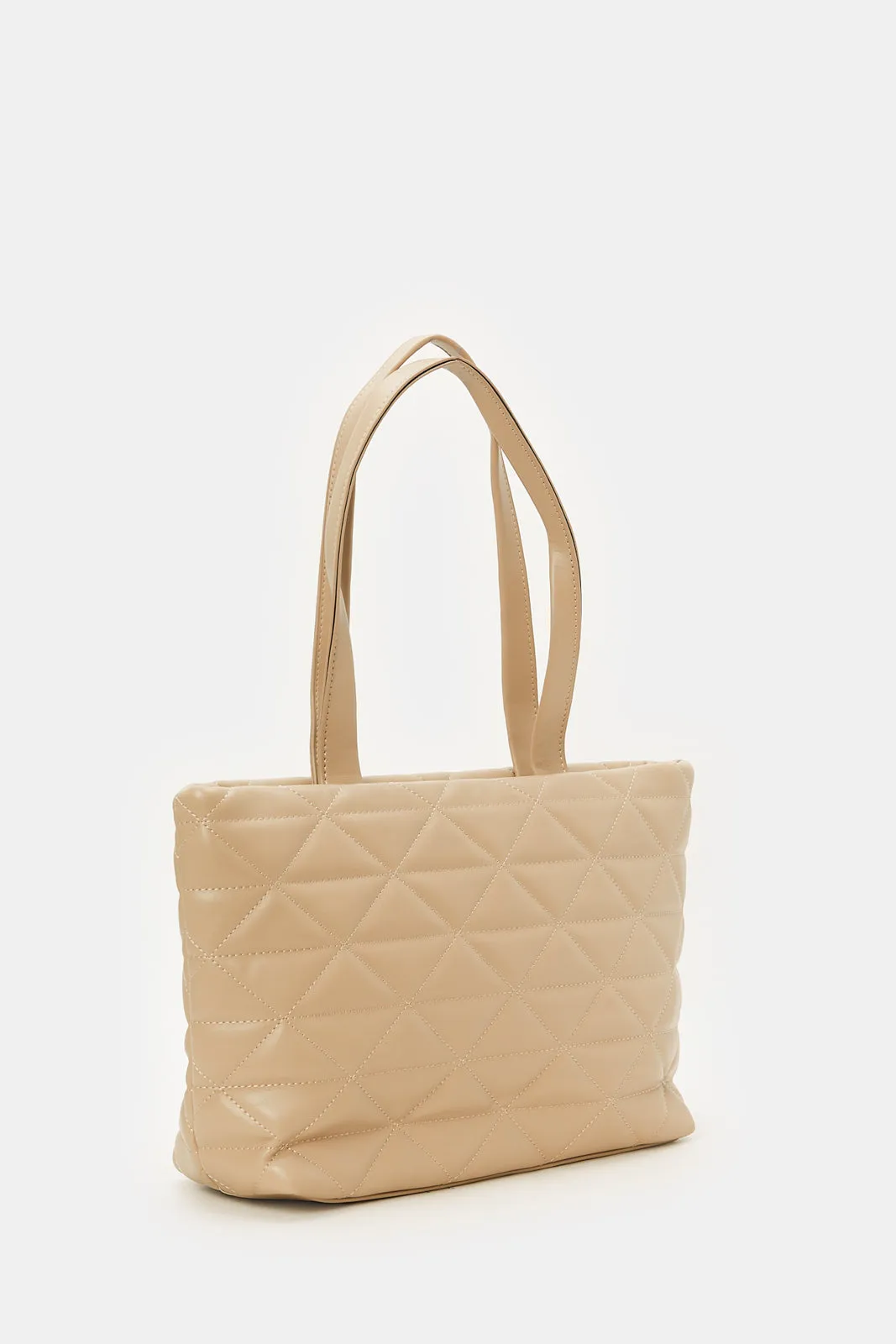 Women Beige Textured Tote Bag