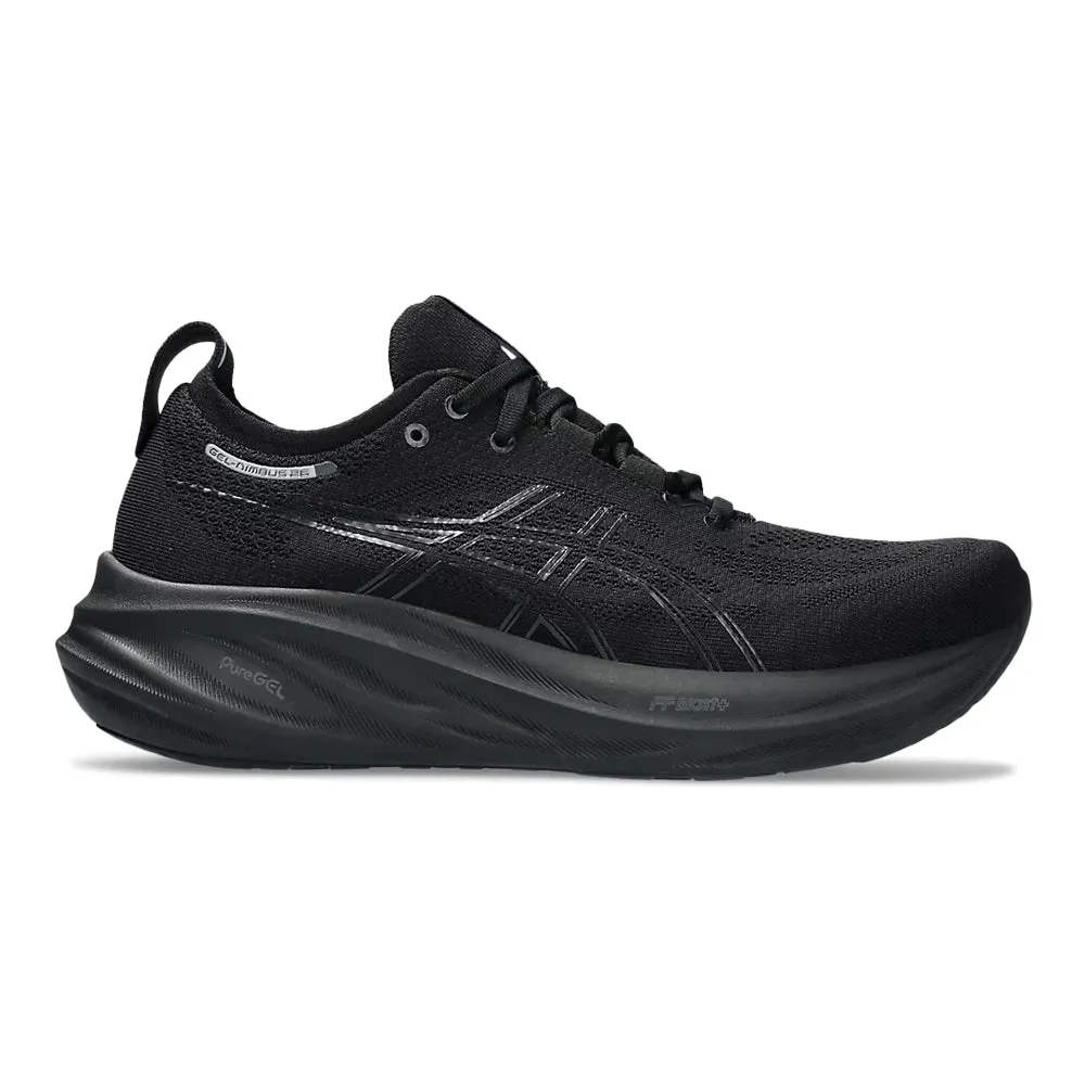 Women's Asics GEL-Nimbus 26, Black/Black, 7 B Medium