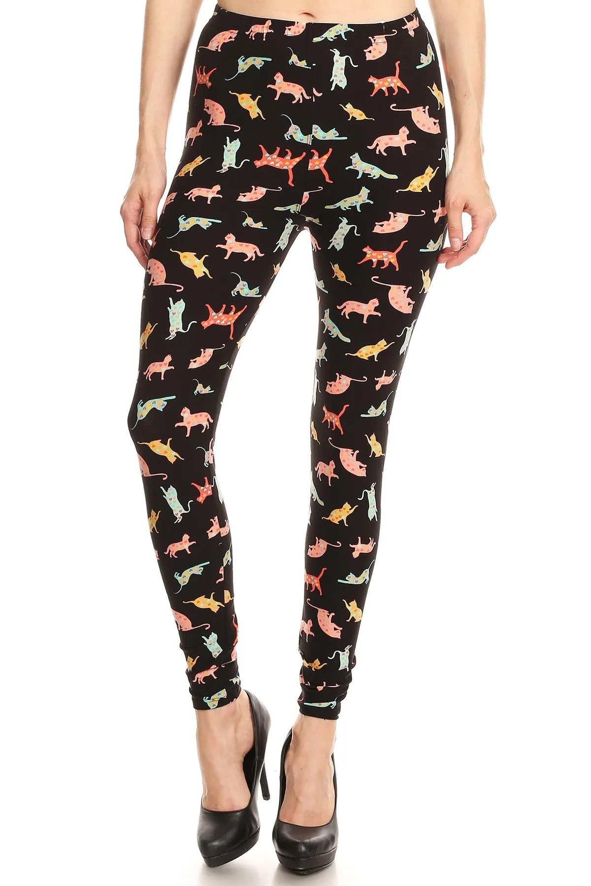 Women's Plus Playful Cats Pattern Printed Leggings