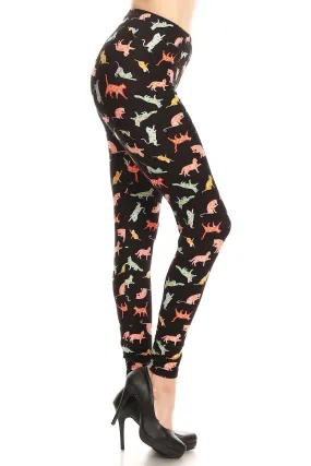 Women's Plus Playful Cats Pattern Printed Leggings