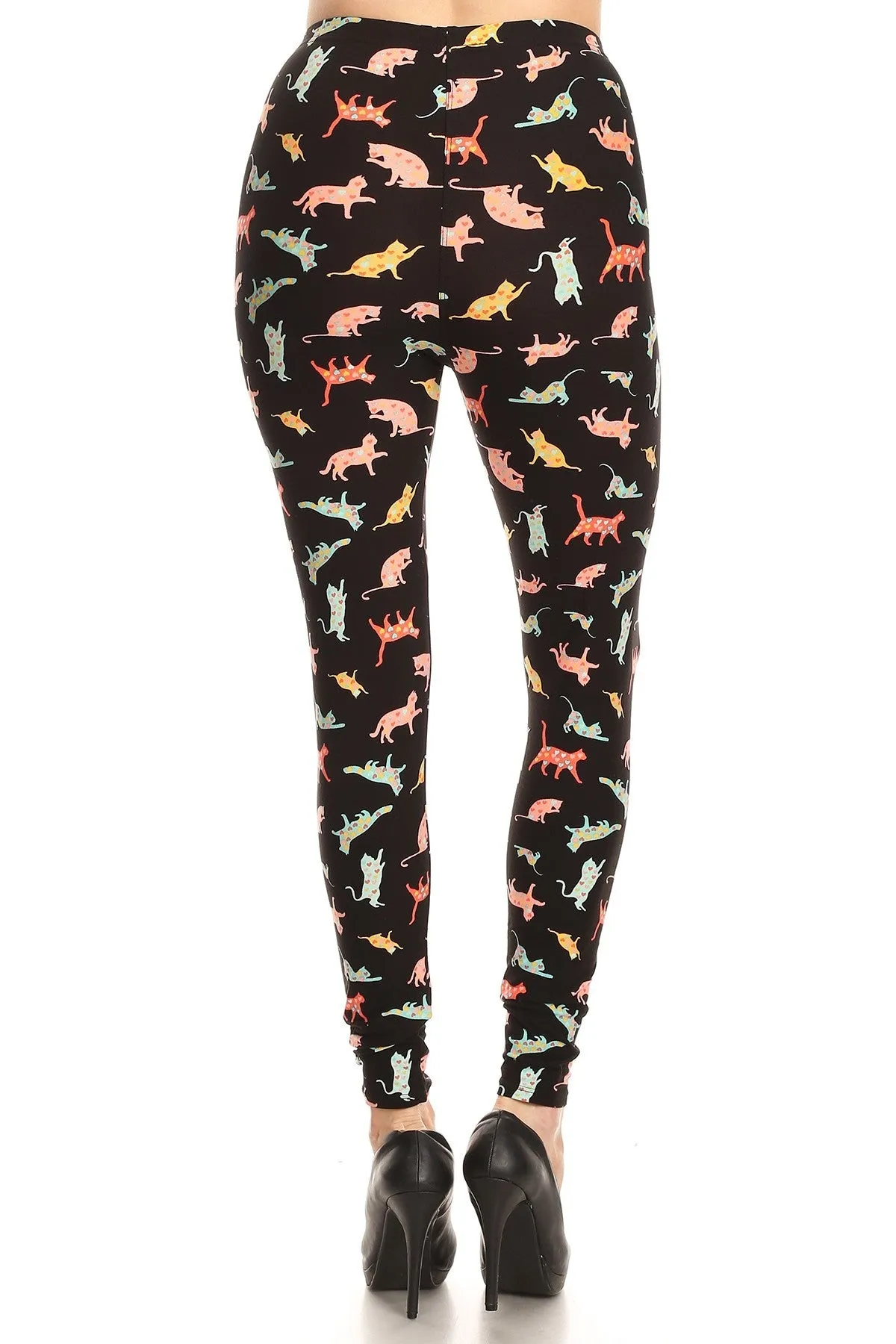 Women's Plus Playful Cats Pattern Printed Leggings