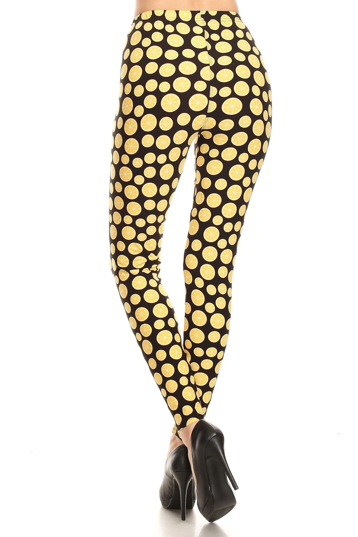 Women's Regular Lemon Fruit Pattern Printed Leggings