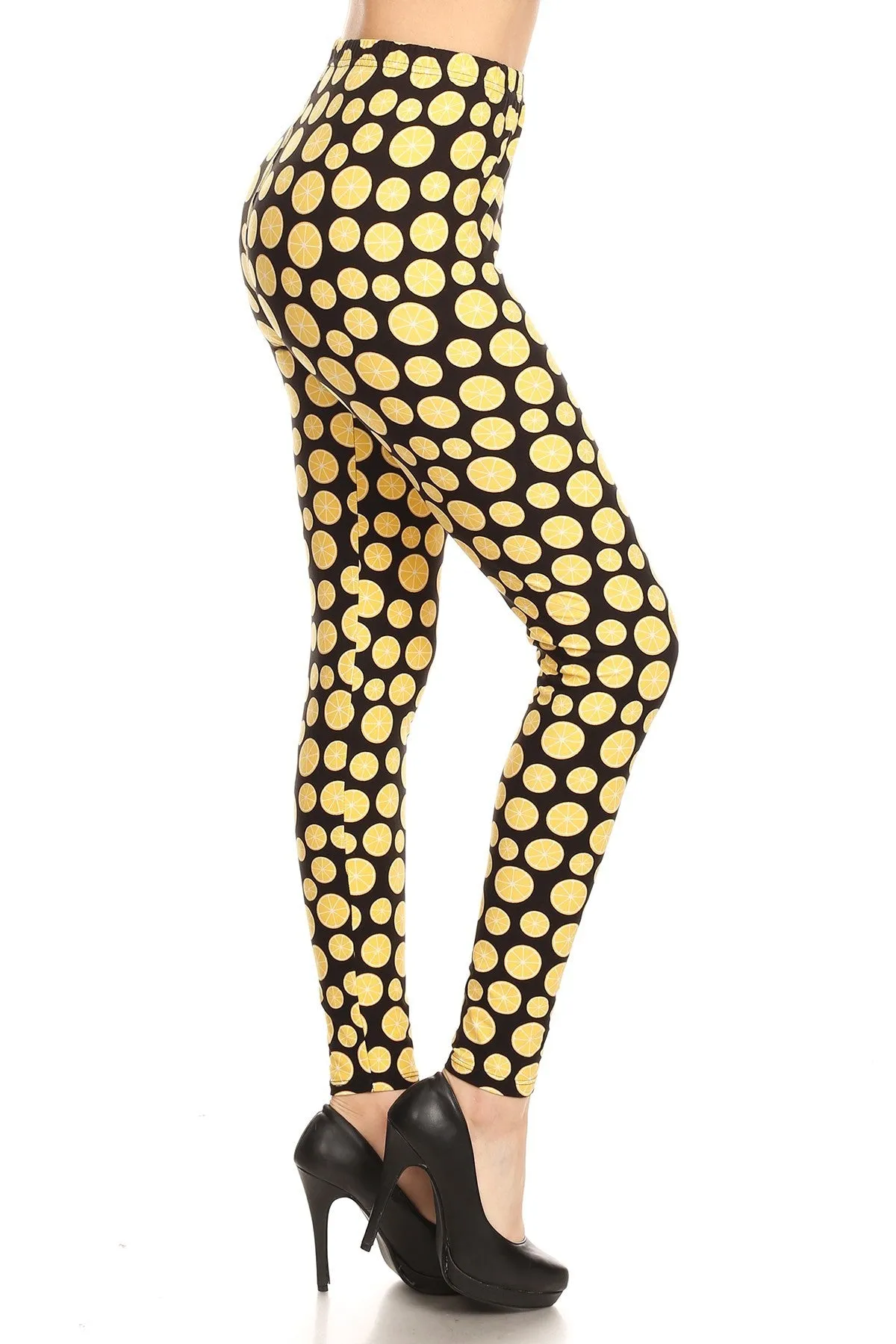 Women's Regular Lemon Fruit Pattern Printed Leggings