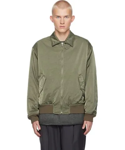 YLÈVE Khaki Nylon Twill Bomber Jacket