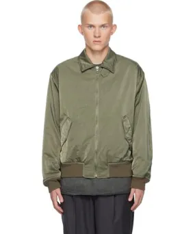 YLÈVE Khaki Nylon Twill Bomber Jacket