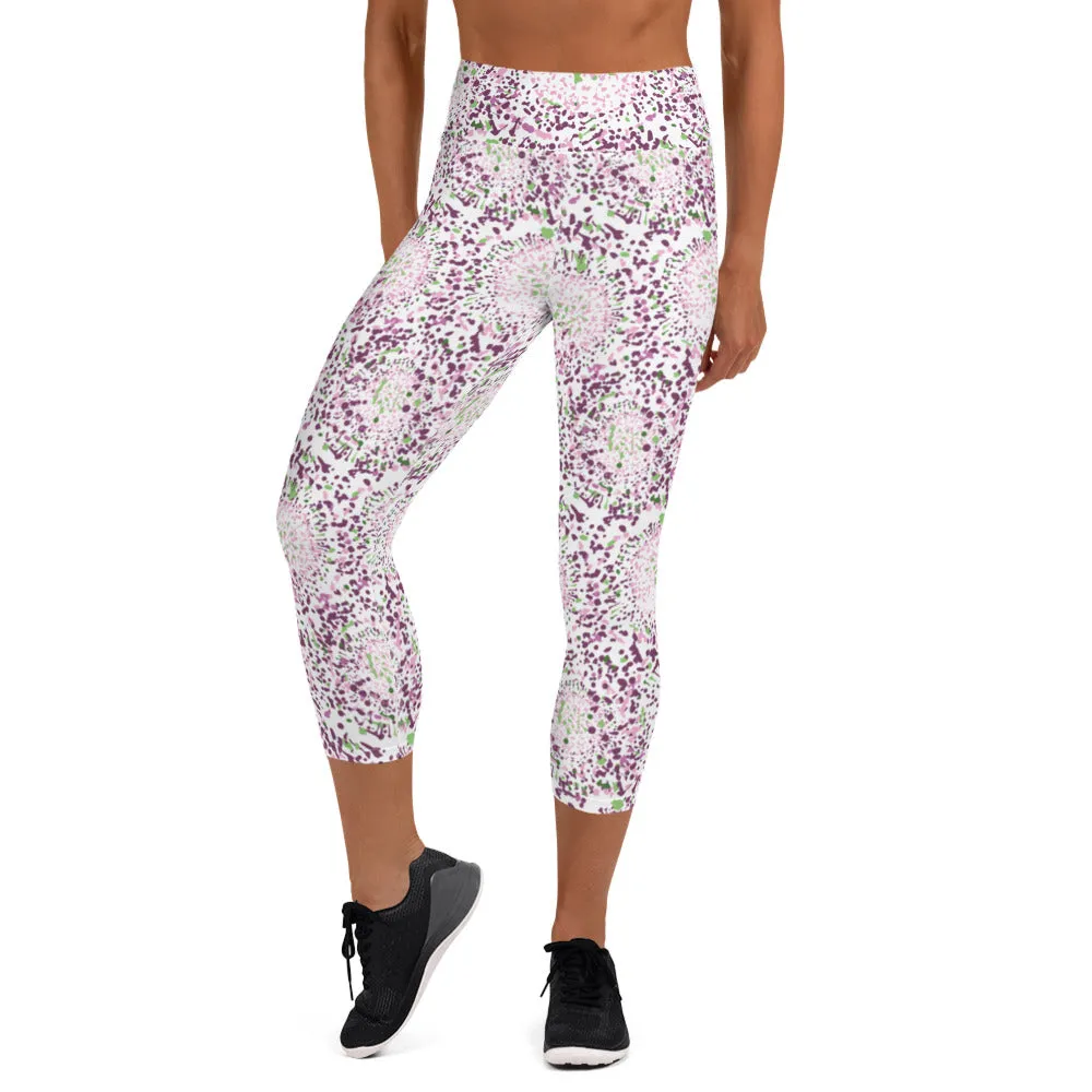 Yoga Capri Leggings Abstract Floral Print