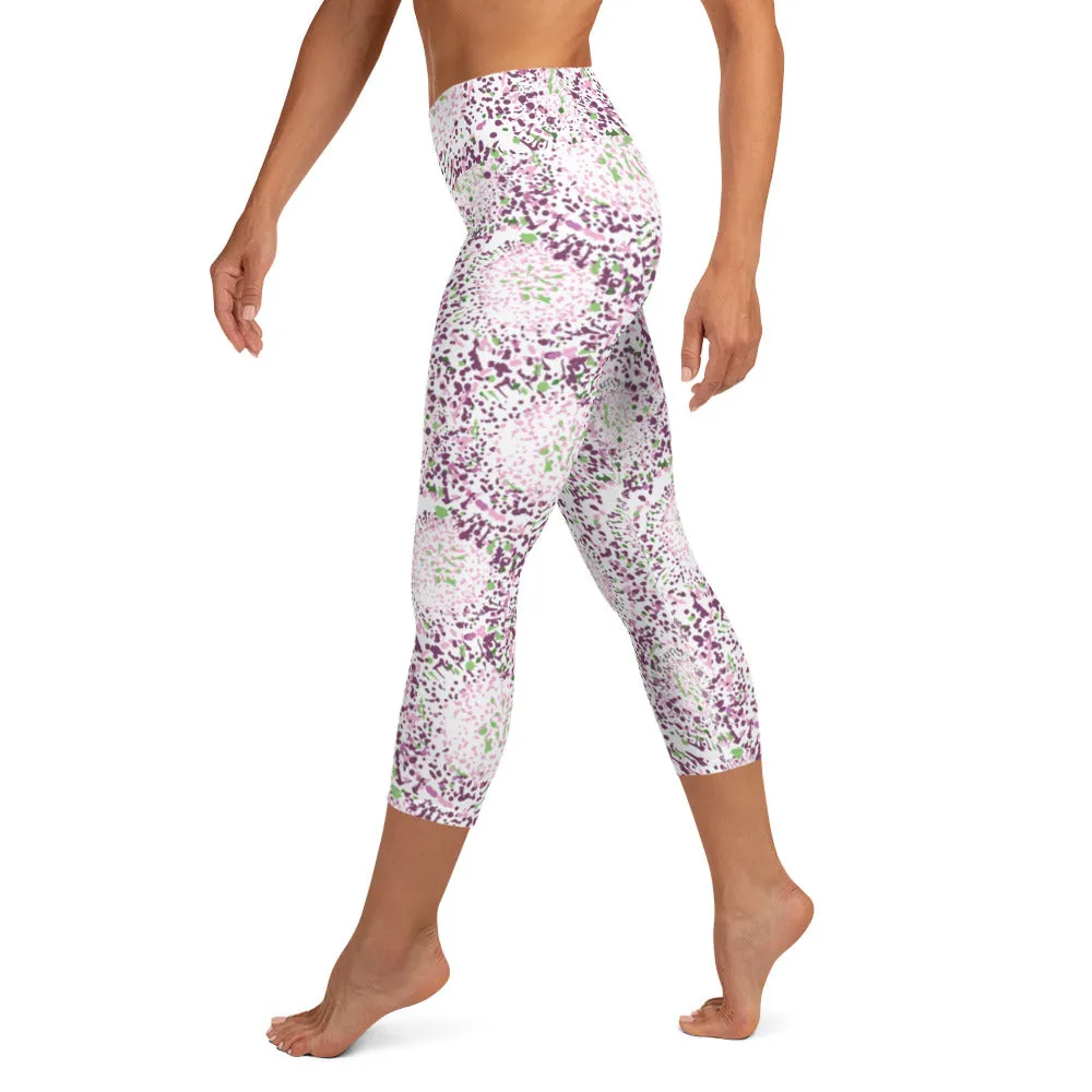 Yoga Capri Leggings Abstract Floral Print