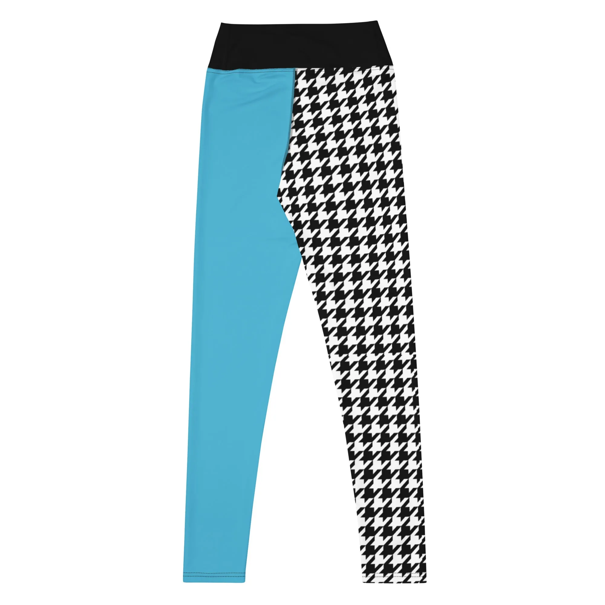 Yoga Leggings Teal and Houndstooth