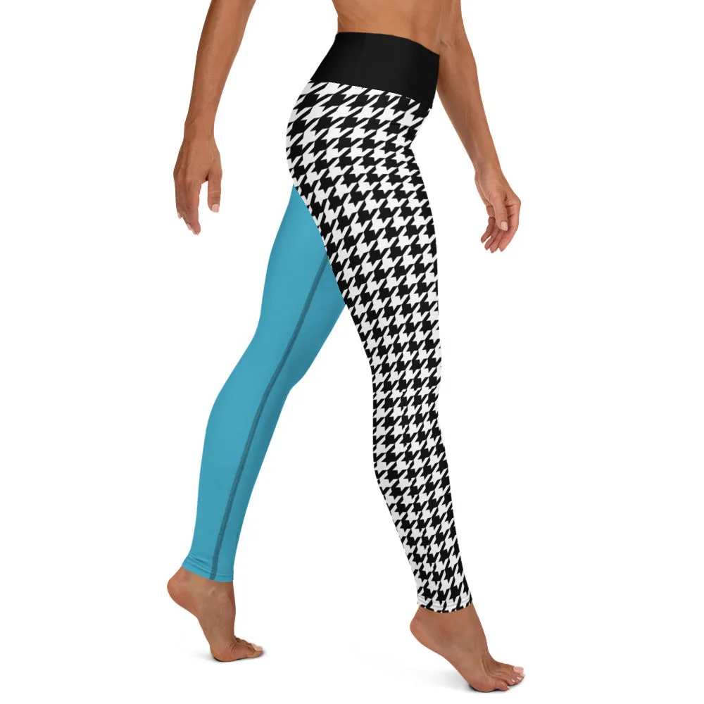 Yoga Leggings Teal and Houndstooth