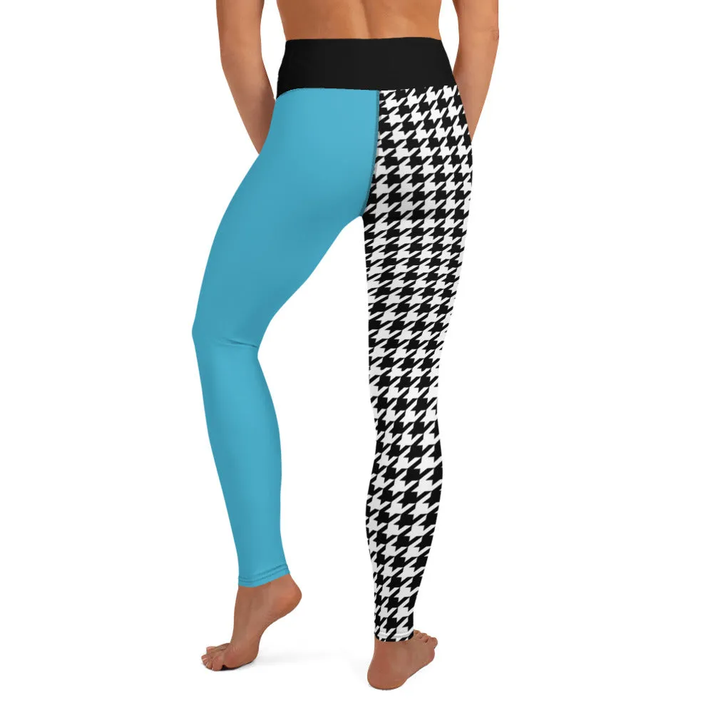 Yoga Leggings Teal and Houndstooth