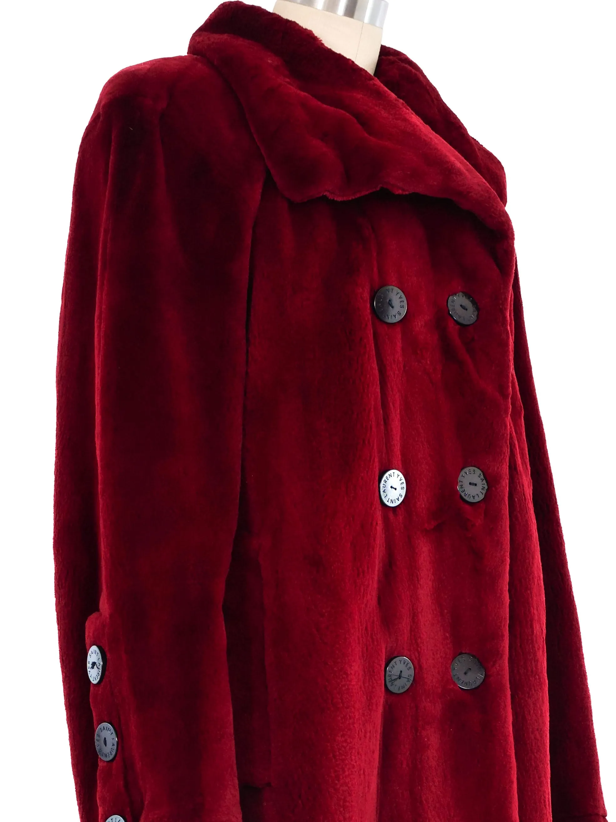 Yves Saint Laurent Black Cherry Sheared Fur Coat