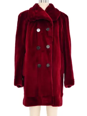 Yves Saint Laurent Black Cherry Sheared Fur Coat