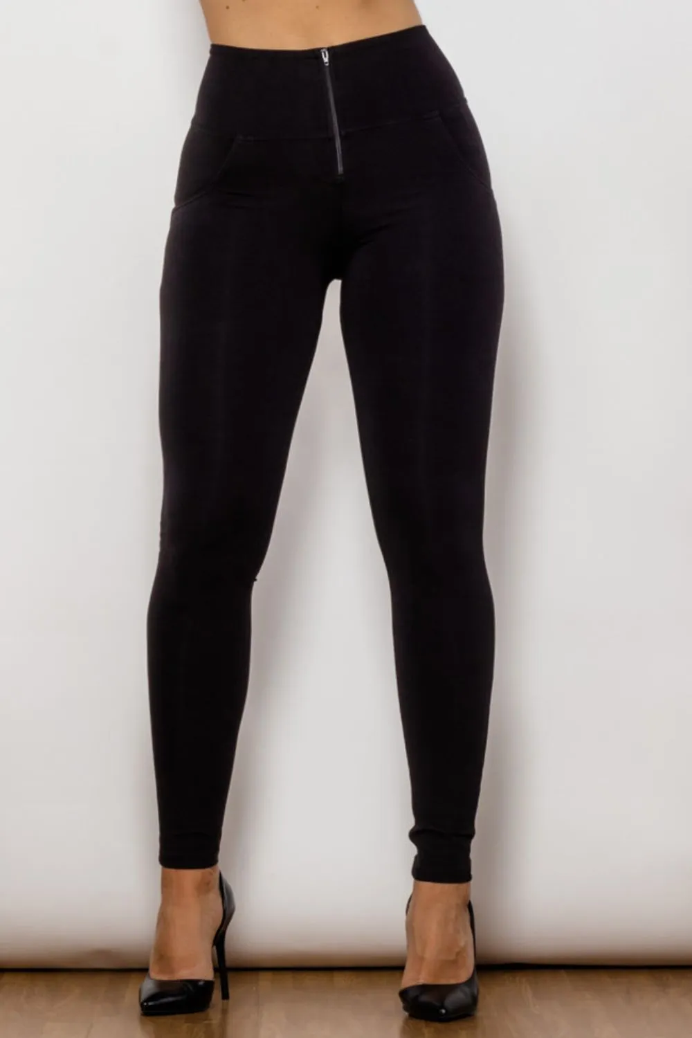 Zip Detail Skinny Long Leggings