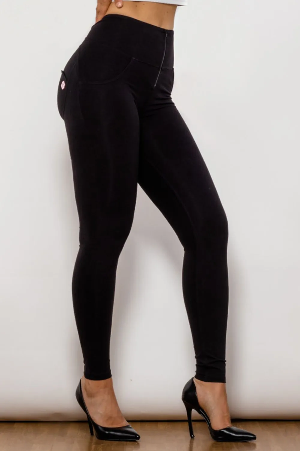 Zip Detail Skinny Long Leggings